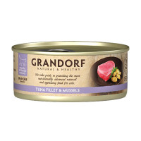 Консервы Grandorf Tuna Fillet&Mussels для кошек, филе тунца с мидиями, 70 г Консервы Grandorf Tuna Fillet&Mussels для кошек, филе тунца с мидиями, 70 г