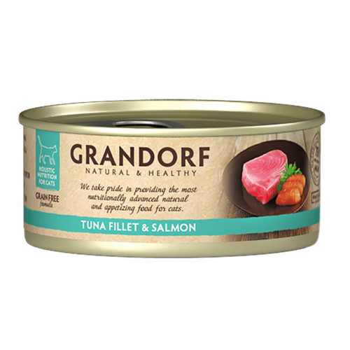 Консерви Grandorf Tuna Fillet&Salmon для котів, філе тунця з лососем, 70 г