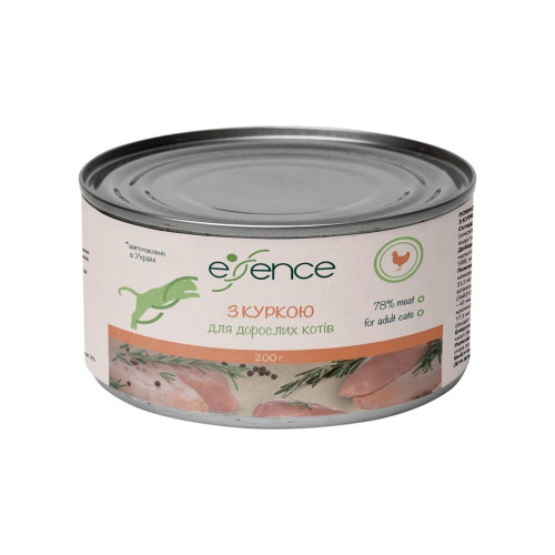 Вологий корм Essence  для дорослих котів, з куркою, 200 г