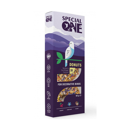 Лакомство Special One пончики для декоративных птиц, барбарис, василек, кокос, 60 г