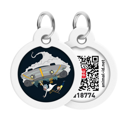 Адресник Waudog Smart ID c QR-паспортом для собак і котів, метал, малюнок "Рік і Морті 1", круг, 30 мм