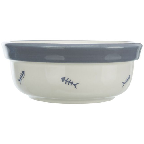 Миска Trixie Ceramic Bowl для котів, діаметр 12 см, 300 мл, біла/синьо-сіра