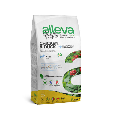 Сухий корм Alleva Holistic Puppy/Junior Chicken&Duck Maxi для цуценят великих порід, курка та качка, 2 кг