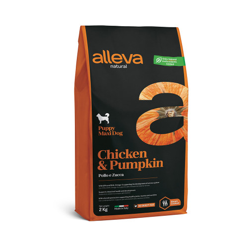 Сухой корм Alleva Natural Puppy Chicken&Pumpkin Maxi для щенков крупных пород, курица и тыква, 2 кг