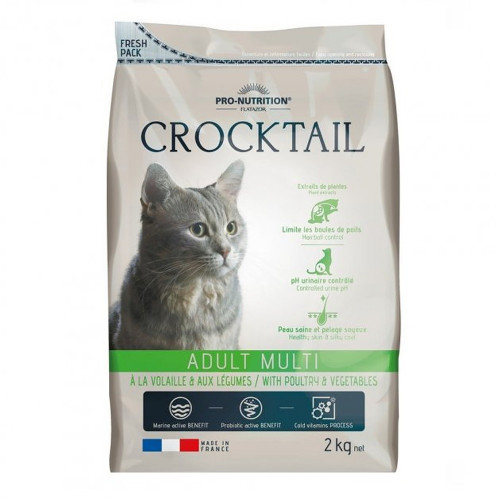 Сухий корм Pro-Nutrition Flatazor Crocktail Adult Multi для дорослих котів, з птицею та овочами, 2 кг