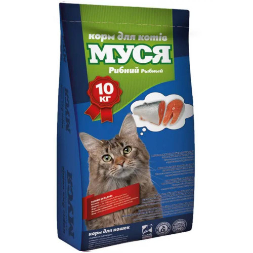 Сухой корм Муся Рыбный для кошек, 10 кг