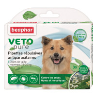 Краплі Beaphar Veto Pure Spot від бліх, кліщів та комарів для собак від 15 до 30 кг, біо натуральні, ціна за 1 піпетку Краплі Beaphar Veto Pure Spot від бліх, кліщів та комарів для собак від 15 до 30 кг, біо натуральні, ціна за 1 піпетку