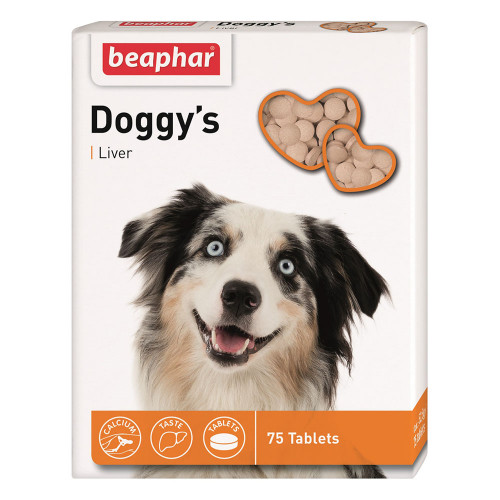 Вітамінізовані ласощі Beaphar Doggy’s Liver для собак, зі смаком печінки, 75 табл