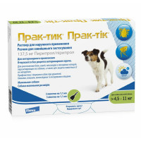 Краплі Elanco Prac-tic для боротьби з комахами та іксодовими кліщами для собак від 4.5 до 11 кг, ціна за 1 піпетку Краплі Elanco Prac-tic для боротьби з комахами та іксодовими кліщами для собак від 4.5 до 11 кг, ціна за 1 піпетку
