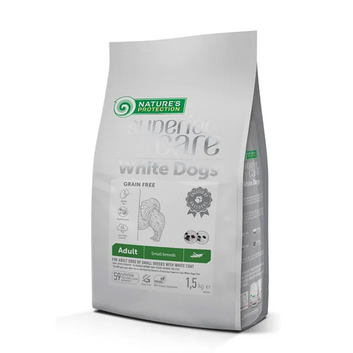 Сухий корм Natures Protection Superior Care White Dogs Adult Small&Mini Breeds для собак, з комахами, 1.5 кг