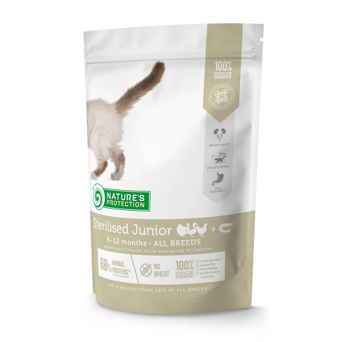 Сухий корм Natures Protection Sterilised Junior Poultry Krill для стерилізованих кошенят, курка та криль, 400 г
