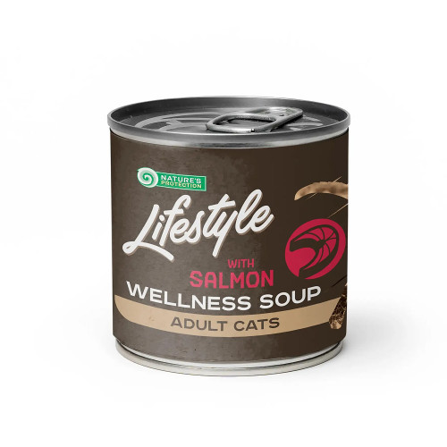 Консерви Natures Protection Lifestyle Adult Sterilised Salmon Soup для стерилізованих кішок, лососевий суп, 140 мл