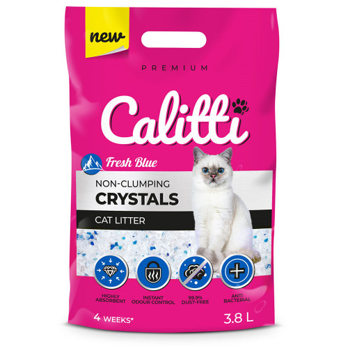 Силікагелевий наповнювач Calitti Crystals для котячого туалету, гірська свіжість, 3.8 л