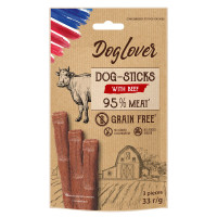 Ласощі DogLover Dog-Sticks Beef для собак, палички з яловичиною, 3 шт по 11 г Ласощі DogLover Dog-Sticks Beef для собак, палички з яловичиною, 3 шт по 11 г