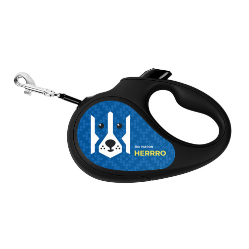 Повідець-рулетка Waudog R-leash для собак, малюнок "Патрон", розмір S, до 15 кг, 5 м, світловідбиваюча стрічка