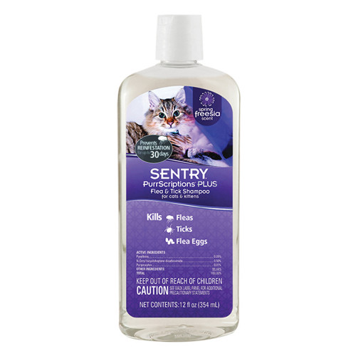Шампунь Sentry PurrScriptions Plus Freesia від бліх та кліщів, для котів, фрезія, 354 мл