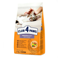 Сухой корм Клуб 4 лапы Indoor 4in1 Premium для кошек живущих в помещении, с курицей, 2 кг