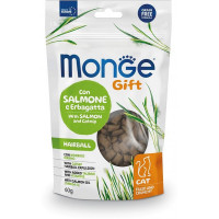 Ласощі Monge Gift Cat Hairball для котів, від шерстяних грудок, лосось і котяча м'ята, 60 г Ласощі Monge Gift Cat Hairball для котів, від шерстяних грудок, лосось і котяча м'ята, 60 г