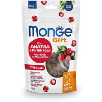 Ласощі Monge Gift Cat Sterilsed для стерилізованих котів, з качкою та журавлиною, 60 г Ласощі Monge Gift Cat Sterilsed для стерилізованих котів, з качкою та журавлиною, 60 г