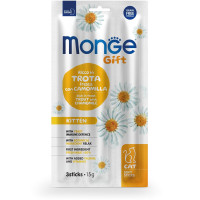 Ласощі Monge Gift Cat Kitten для кошенят, форель з ромашкою, 15 г Ласощі Monge Gift Cat Kitten для кошенят, форель з ромашкою, 15 г