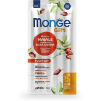Лакомство Monge Gift Fussy Cat для кошек, свинина с шиповником и сыром, 15 г
