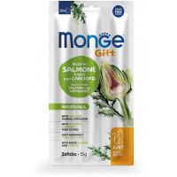 Лакомство Monge Gift Cat Hairball для кошек, семга с артишоком, 15 г Лакомство Monge Gift Cat Hairball для кошек, семга с артишоком, 15 г