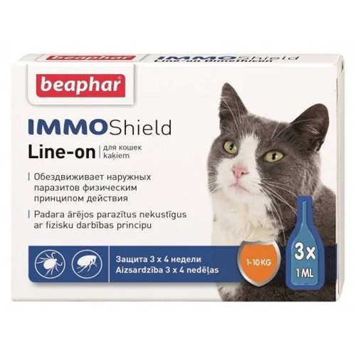 Капли антипаразитарные Beaphar Immo Shield Line-on для кошек и котят от 1 до 10 кг, 1 пипетка