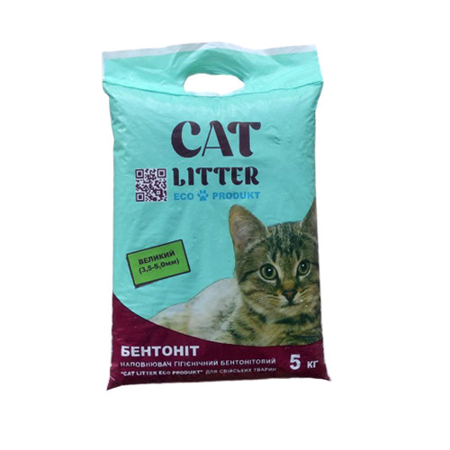 Бентонітовий наповнювач Cat Litter для домашніх тварин, велика фракція (3.5-5 мм), 5 кг