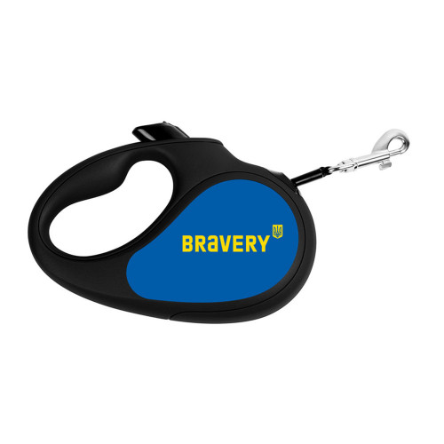 Поводок-рулетка Waudog R-leash для собак, рисунок "Смелость", L, до 50 кг, 5 м, лента, черный