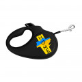 Повідець-рулетка Waudog R-leash для собак, малюнок "Дім", L, до 50 кг, 5 м, стрічка, чорний