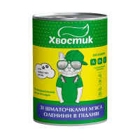 Консервы Хвостик для взрослых кошек, с кусочками оленины в подливе, 415 г Консервы Хвостик для взрослых кошек, с кусочками оленины в подливе, 415 г