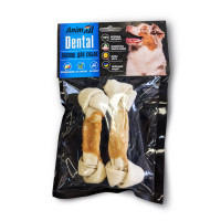 Кістка AnimAll Dental баварська вузлова, для собак, з м'ясом курки, 14-16 см, 2 штуки Кістка AnimAll Dental баварська вузлова, для собак, з м'ясом курки, 14-16 см, 2 штуки