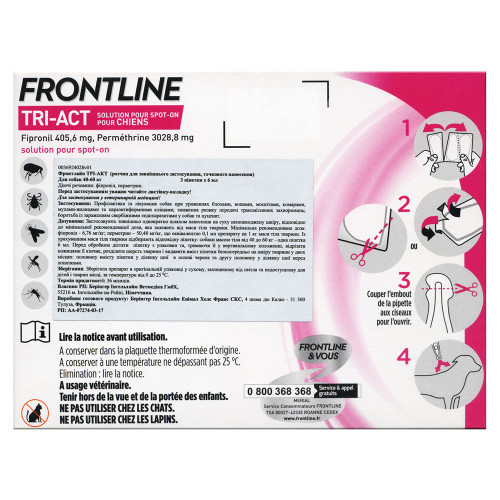 Краплі Boehringer Ingelheim Frontline TRI-ACT від бліх і кліщів для собак, XL, ціна за 1 піпетку