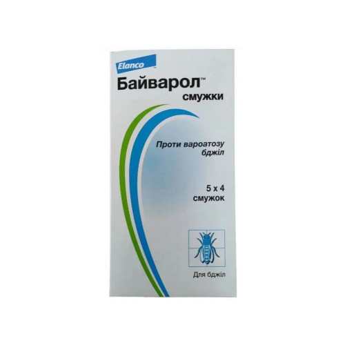 Смужки Bayer Байварол для виявлення і знищення кліщів варроа, 1 блістер (4 смужки)