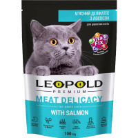 Влажный корм Леопольд Premium Мясной деликатес для кошек, с лососем, 100 г