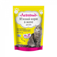 Вологий корм Леопольд М'ясний корм для котів, для виведення шерсті, з яловичиною, у желе, 85 г Вологий корм Леопольд М'ясний корм для котів, для виведення шерсті, з яловичиною, у желе, 85 г