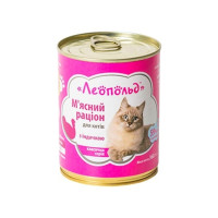 Вологий корм Леопольд м'ясний раціон для котів, з індичкою, 360 г Вологий корм Леопольд м'ясний раціон для котів, з індичкою, 360 г