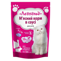 Влажный корм Леопольд Мясное Рагу для кошек, с кроликом и индейкой в соусе, 100 г Влажный корм Леопольд Мясное Рагу для кошек, с кроликом и индейкой в соусе, 100 г