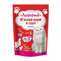 Вологий корм Леопольд М'ясне Рагу для котів, з куркою і печінкою в соусі, 100 г Вологий корм Леопольд М'ясне Рагу для котів, з куркою і печінкою в соусі, 100 г
