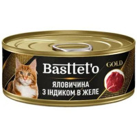 Влажный корм Bastteto для кошек, с говядиной и индейкой в желе, 85 г Влажный корм Bastteto для кошек, с говядиной и индейкой в желе, 85 г