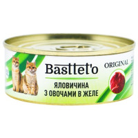 Вологий корм Bastteto для котів, з яловичиною та овочами в желе, 85 г Вологий корм Bastteto для котів, з яловичиною та овочами в желе, 85 г