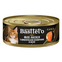 Влажный корм Bastteto для кошек, кусочки говядины с лососем, 85 г Влажный корм Bastteto для кошек, кусочки говядины с лососем, 85 г