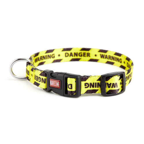 Ошейник Kareline для собак, нейлон, пластиковая пряжка, узор Warning, 2×28-40 см