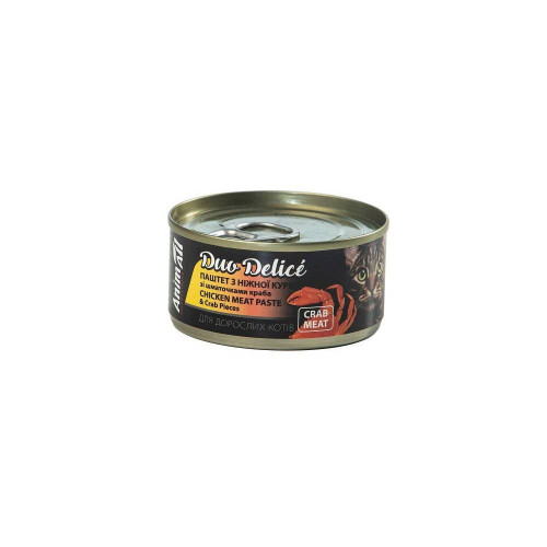 Консервы AnimAll Duo Delice для кошек, паштет из курицы и кусочками краба, 80 г