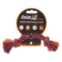 Игрушка AnimAll Fun канат-кость для собак, разноцветная, 18 см Игрушка AnimAll Fun канат-кость для собак, разноцветная, 18 см
