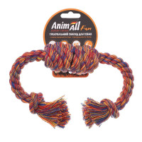 Игрушка AnimAll Fun канат-бочка с двумя узлами для собак, разноцветная, 36 см Игрушка AnimAll Fun канат-бочка с двумя узлами для собак, разноцветная, 36 см