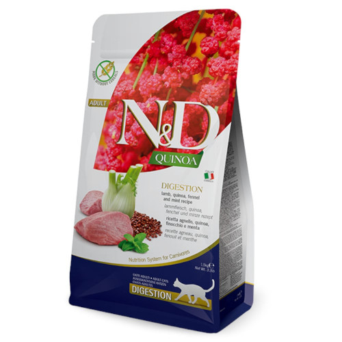Сухой диетический корм Farmina N&D Quinoa Digestion для взрослых кошек, при нарушениях пищеварения, ягненок и киноа, 5 кг
