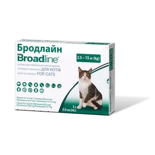 Краплі Boehringer Ingelheim Broadline Спот-он проти паразитів для котів, L, 2.5-7.5 кг, ціна за 1 аплікатор