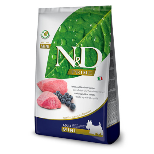 Беззерновой сухой корм Farmina N&D Prime Dog Lamb & Blueberry Adult Mini для собак мелких пород, ягнёнок с черникой, 7 кг