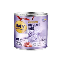 Влажный корм Мой чемпион для кошек, кусочки в желе с курицей и телятиной, 415 г Влажный корм Мой чемпион для кошек, кусочки в желе с курицей и телятиной, 415 г